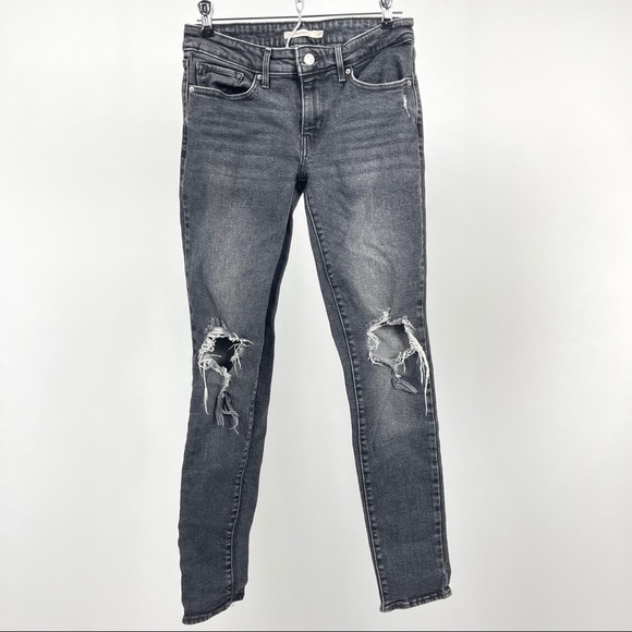 Levi's 711 Distressed Black/Grey Skinny Jeans 27 - Picture 3 of 8
